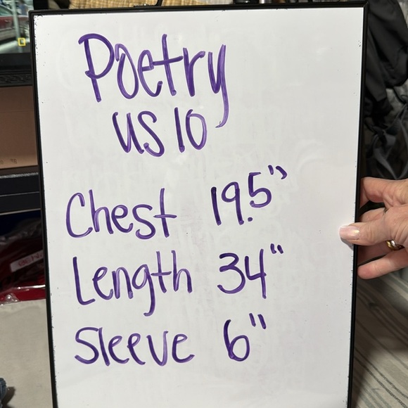 Poetry Linen Blend Scoop Waist Blue Gray Short Sleeve Shirt US10 - Picture 8 of 8